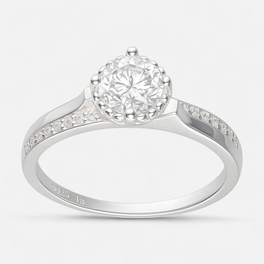 Anillo Solitario Moissanita y Circones