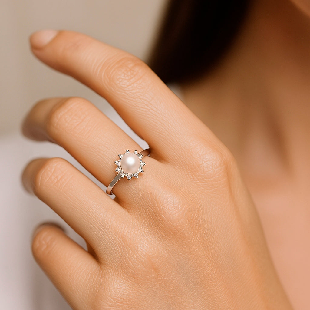 Anillo Flor Perla Circones