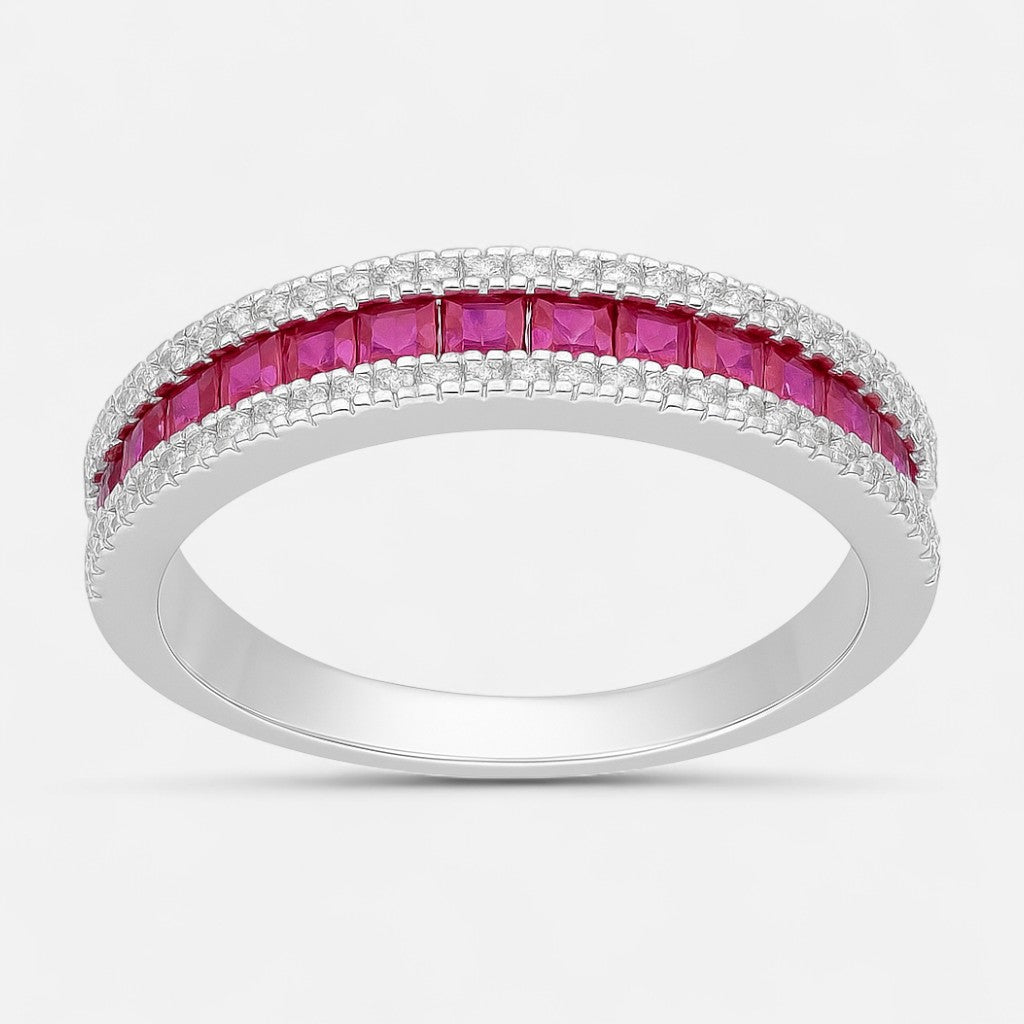 anillo cintillo circones rubi