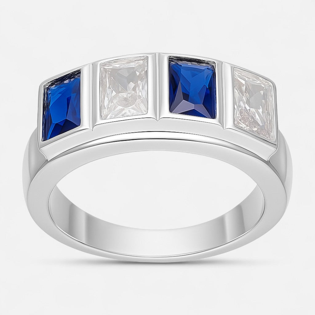Anillo Cintillo Circones Baguette Zafiro 20