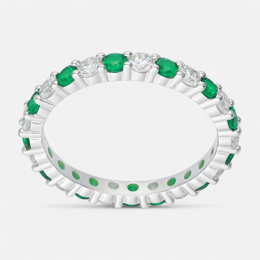 Anillo Cintillo Sin Fin Circones Esmeralda