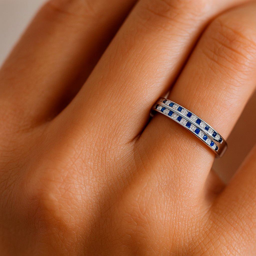 Anillo Cintillo Circones Zafiro