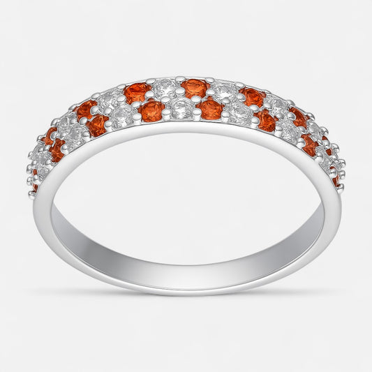 Anillo Cintillo Circones Granate Naranja