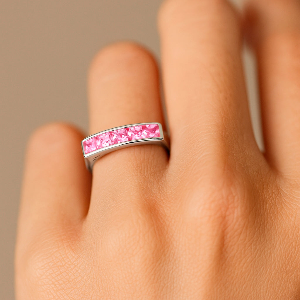 Anillo Cintillo Circones Rosa Francia