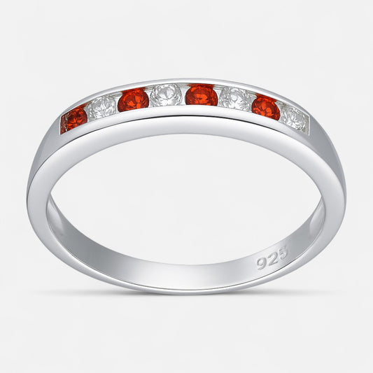 Anillo Cintillo Circones Granate Naranja