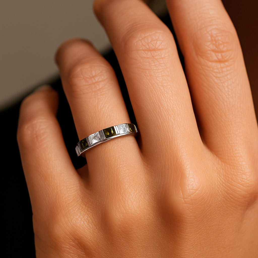 Anillo Cintillo Circones Verde Oliva