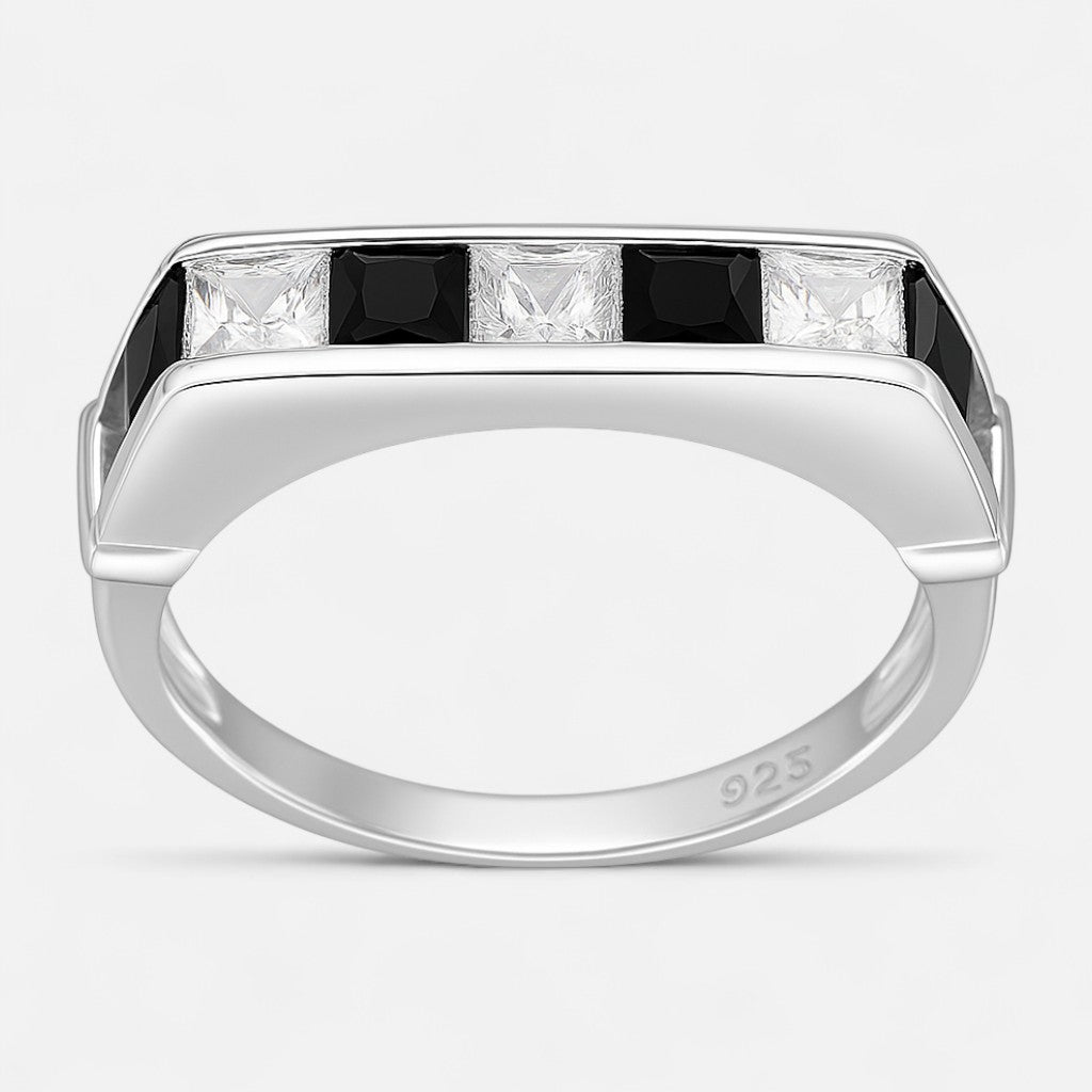 Anillo Cintillo Circones Ónix