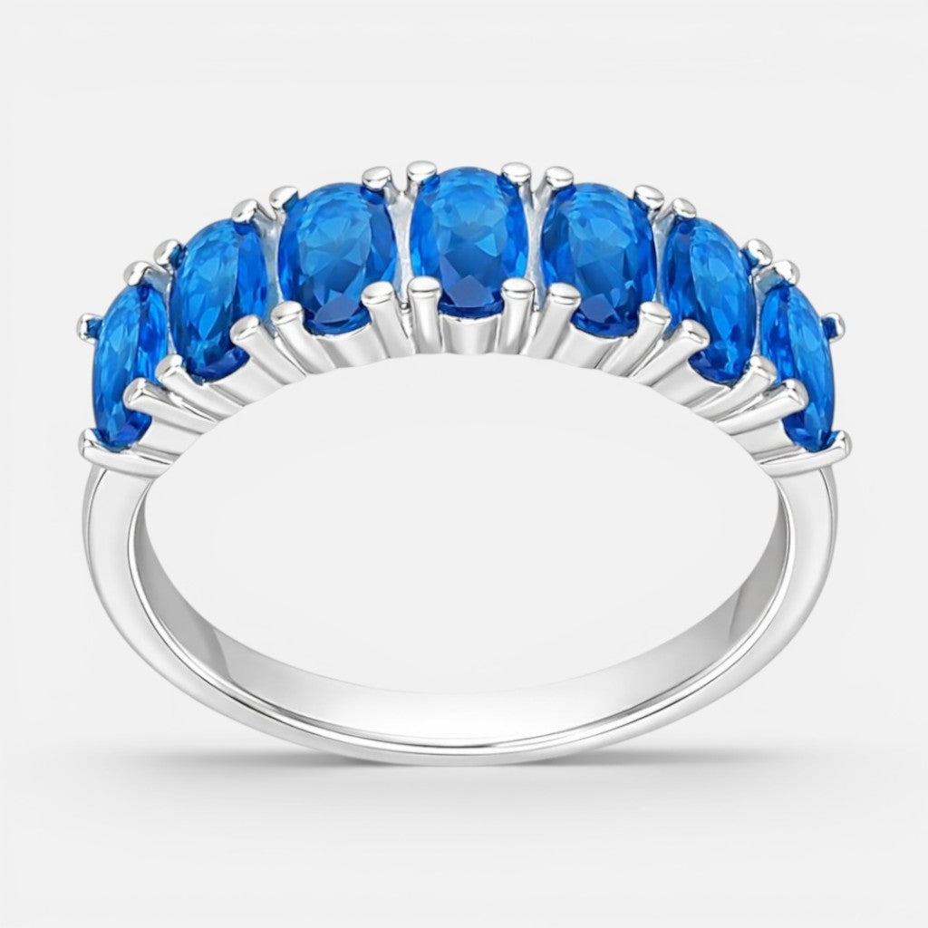 Anillo Cintillo Circones Agua Marina