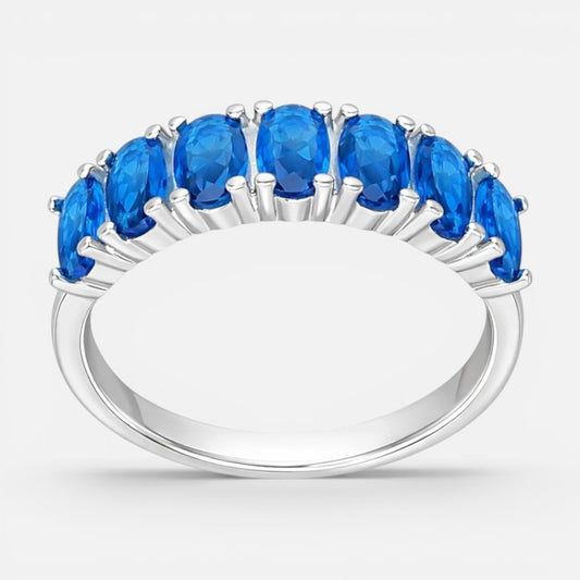 Anillo Cintillo Circones Agua Marina