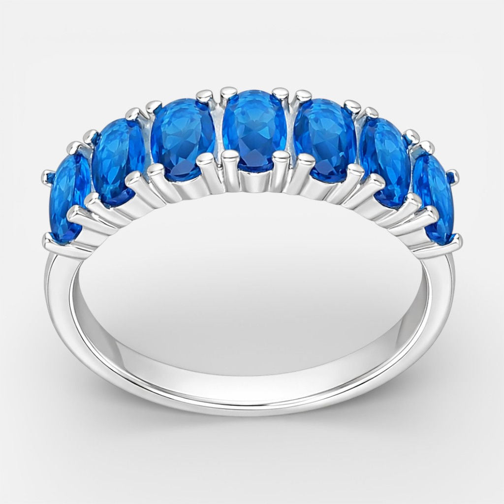 Anillo Cintillo Circones Agua Marina