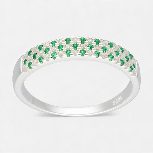 Anillo Cintillo Circones Esmeralda