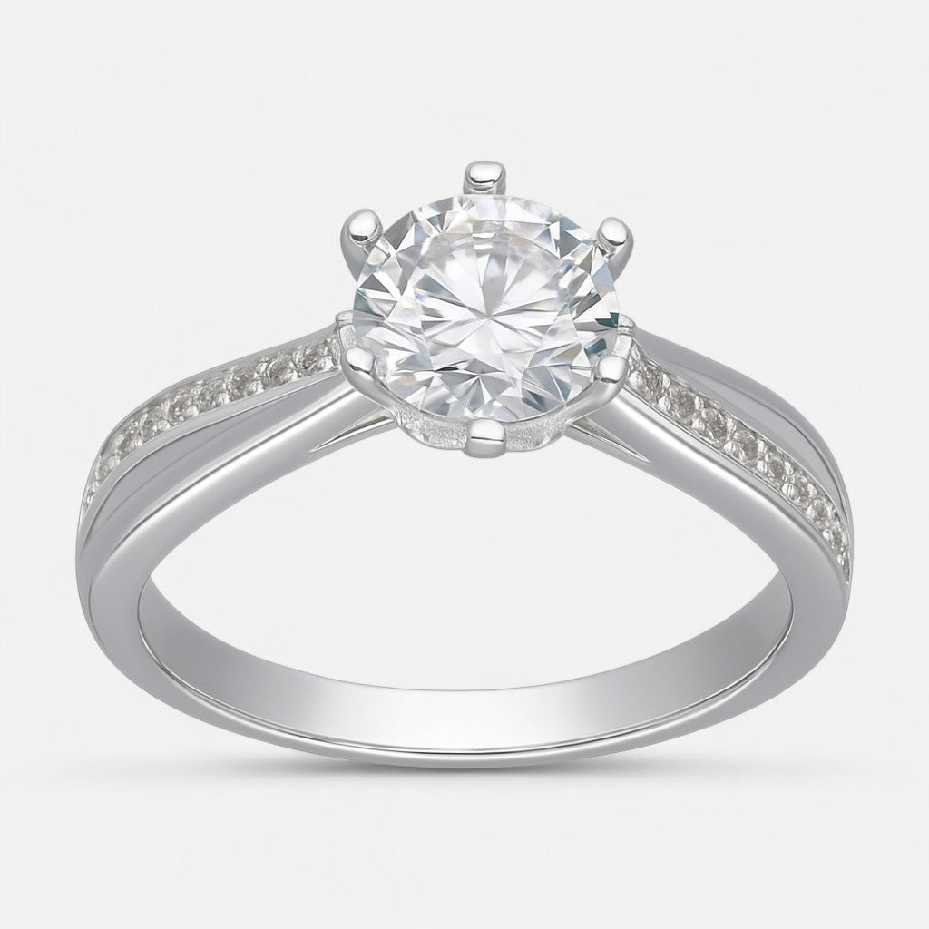 Anillo Solitario Moissanita y Circones