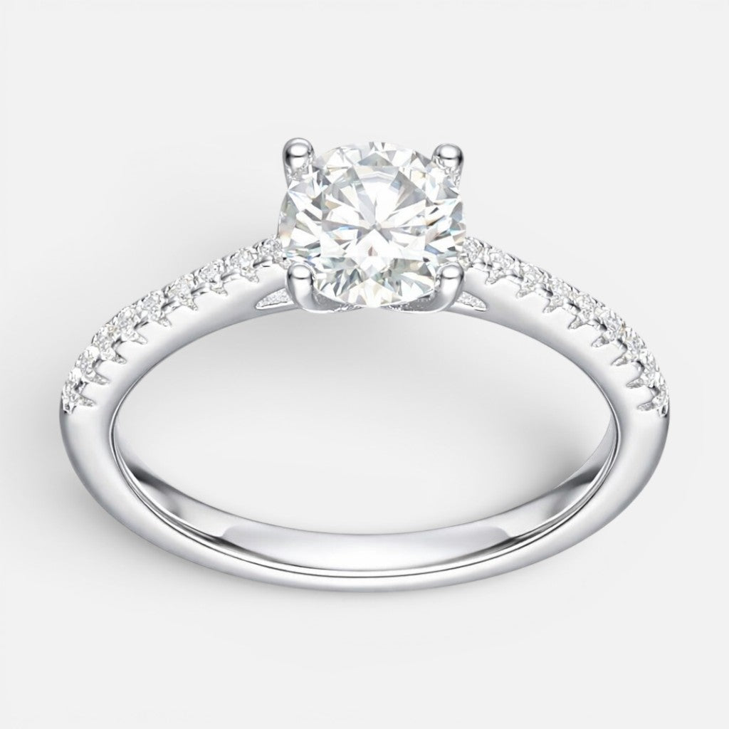 Anillo Solitario Moissanita y Circones