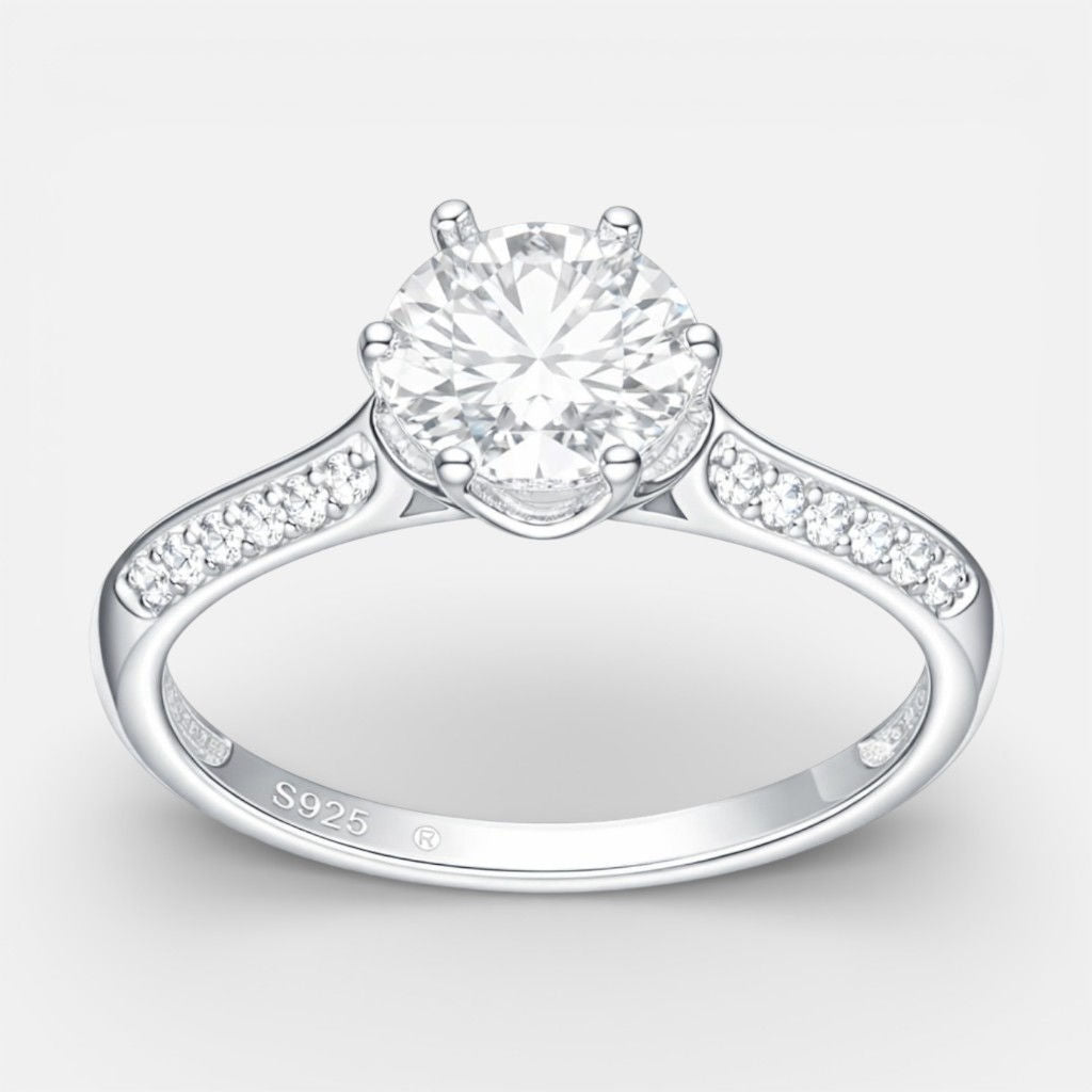 Anillo Solitario Moissanita y Circones