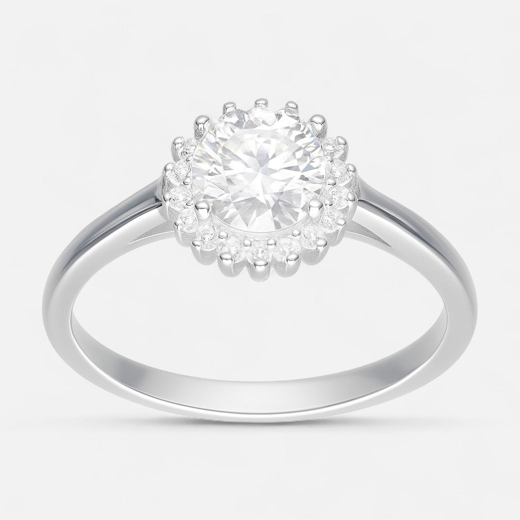 Anillo Flor Moissanita y Circones
