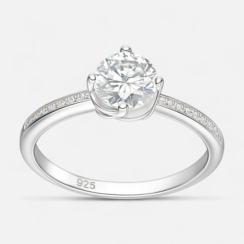 Anillo Solitario Moissanita y Circones