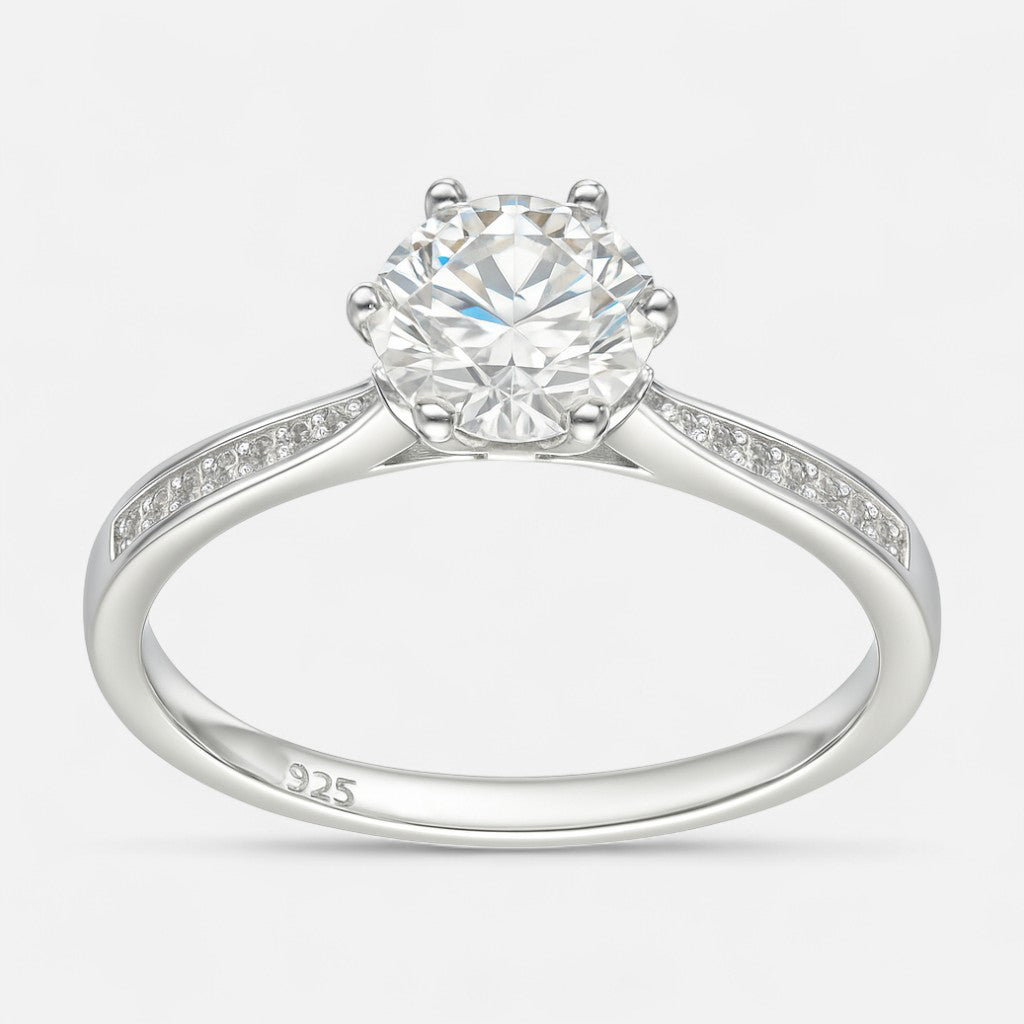 Anillo Solitario Moissanita y Circones