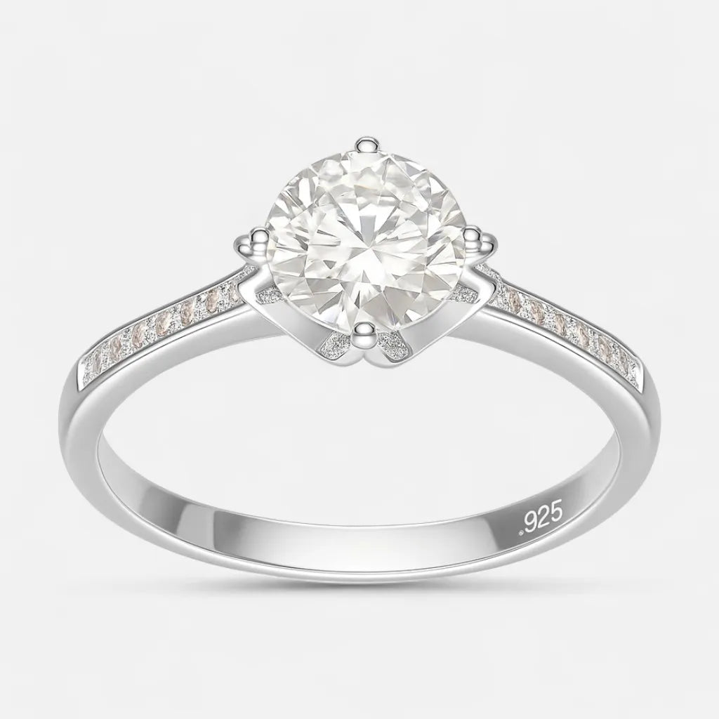 Anillo Solitario Moissanita y Circones
