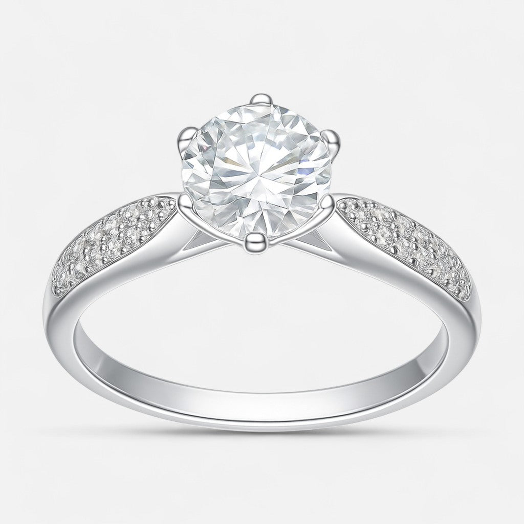 Anillo Solitario Moissanita y Circones