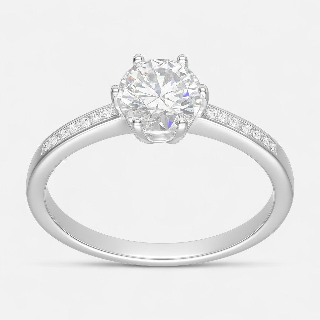 Anillo Solitario Moissanita y Circones