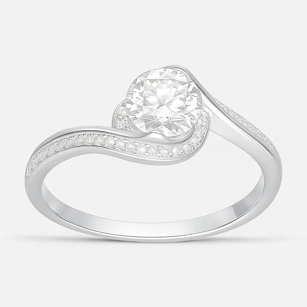 Anillo Entrelazado Moissanita y Circones