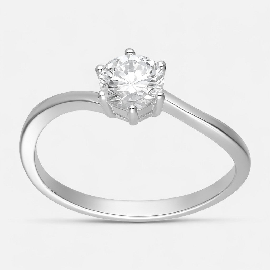 Anillo Ondulado Circón Solitario