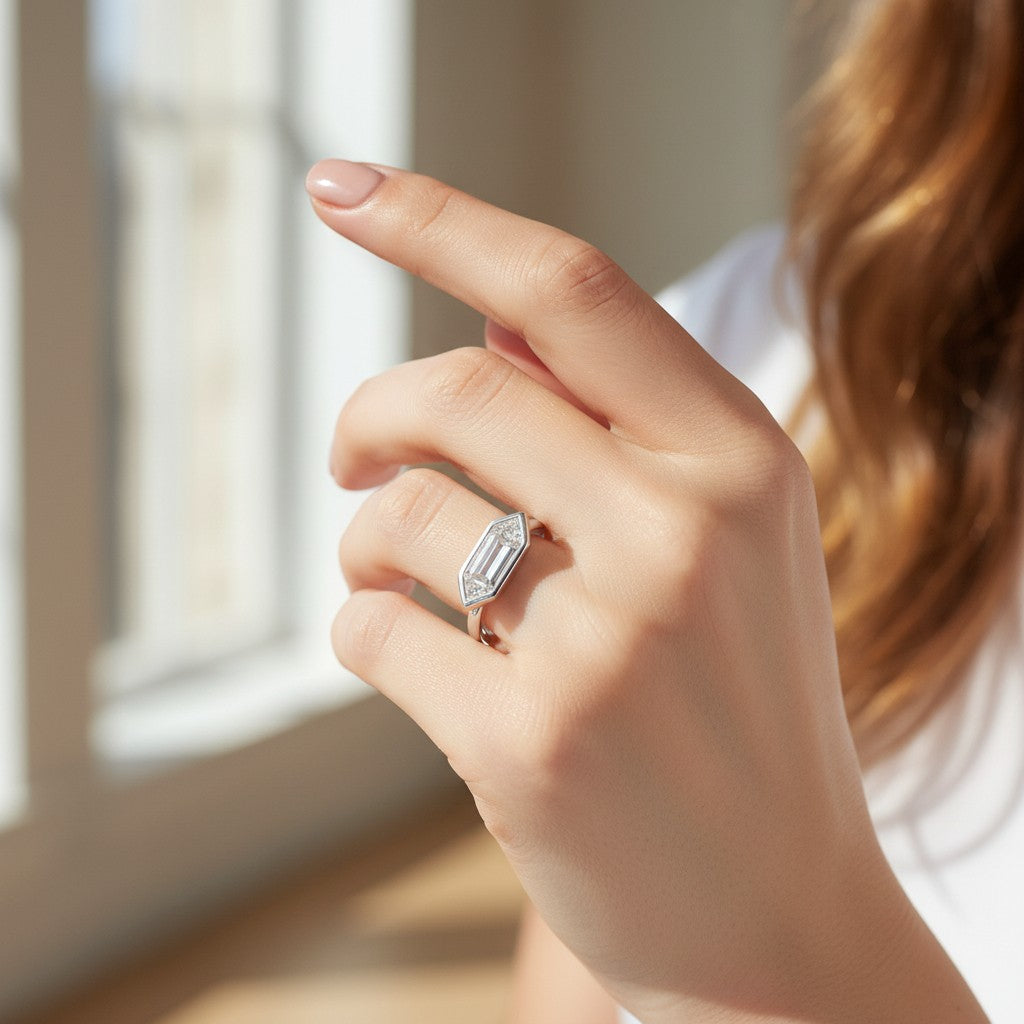 Anillo Péndulo Circón Baguette