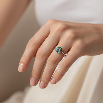 Anillo Circón Topacio Místico Solitario