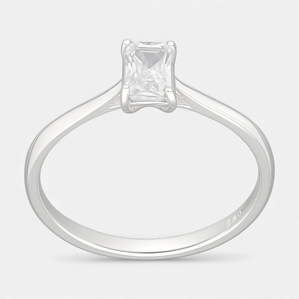 Anillo Solitario Circón Baguette
