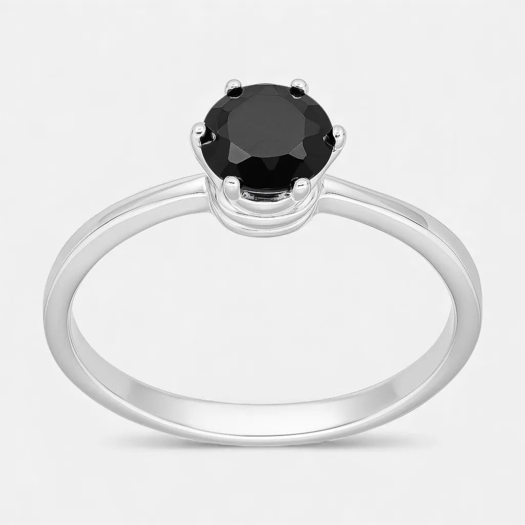 Anillo Circón Ónix Solitario