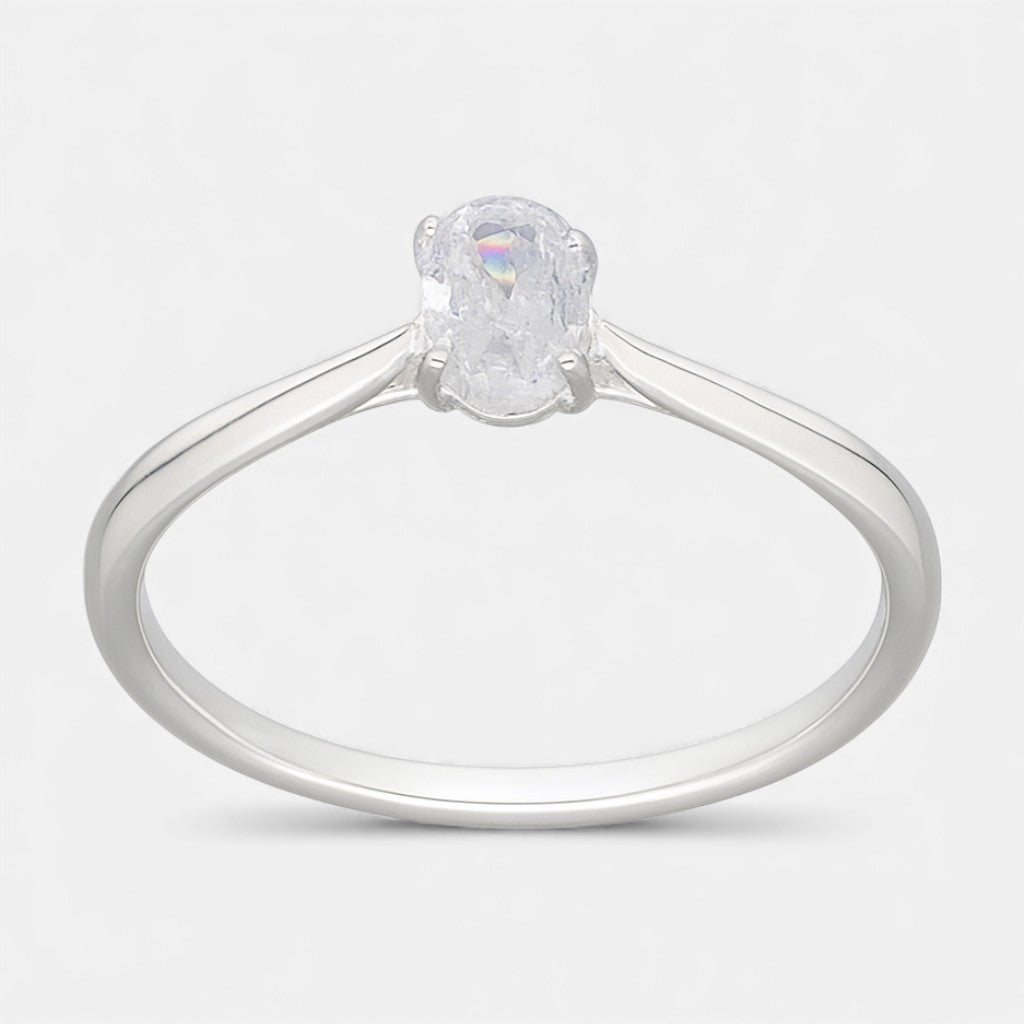 Anillo Solitario Circón Ovalado