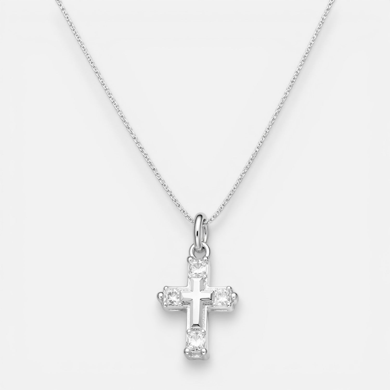 Collar Cruz Circón Baguette