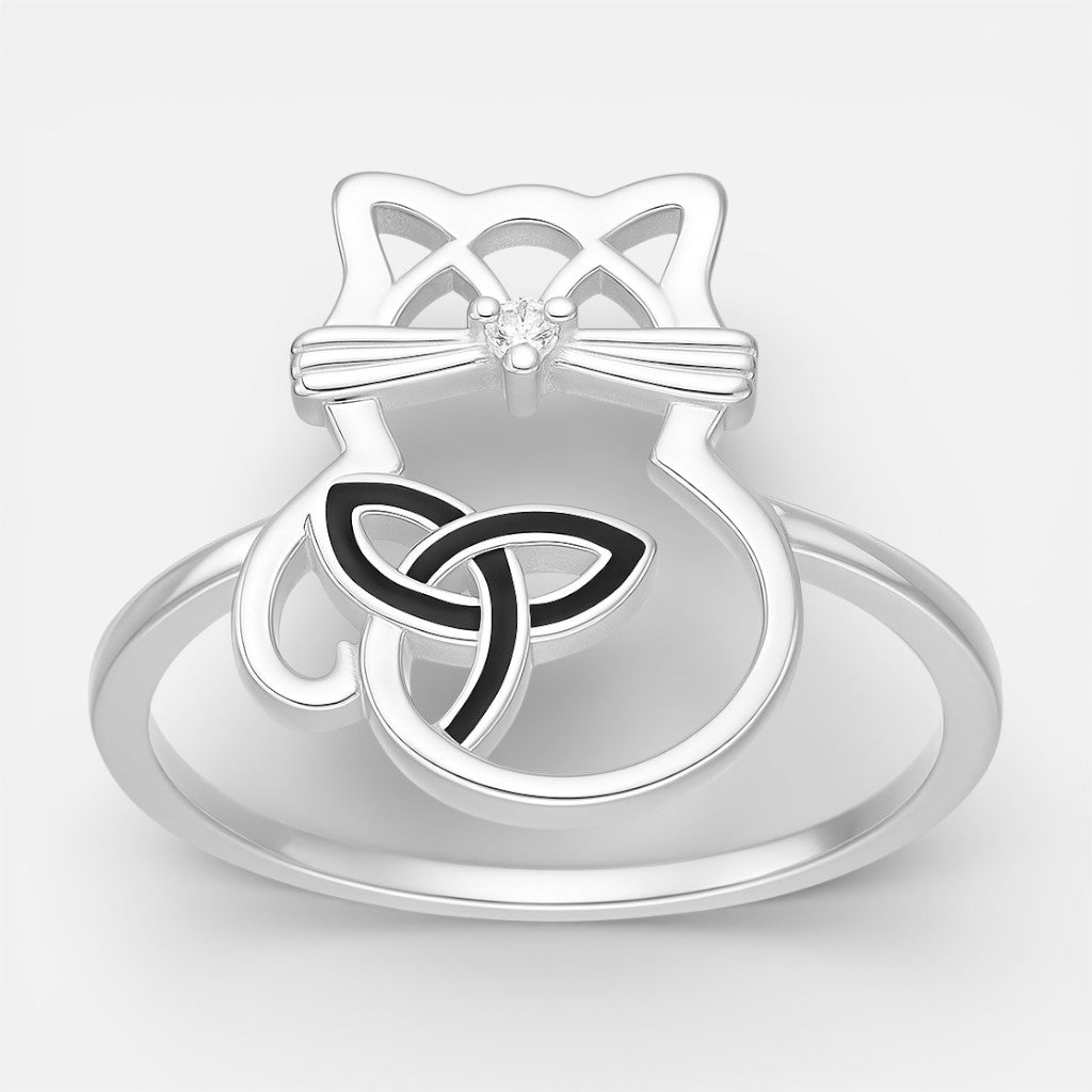 Anillo Gatito Circón Triqueta