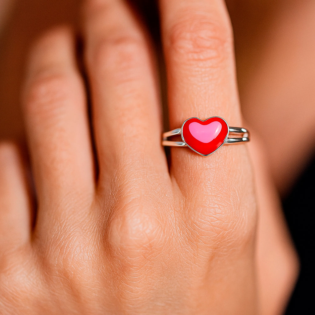Anillo Ajustable Corazón Esmaltado