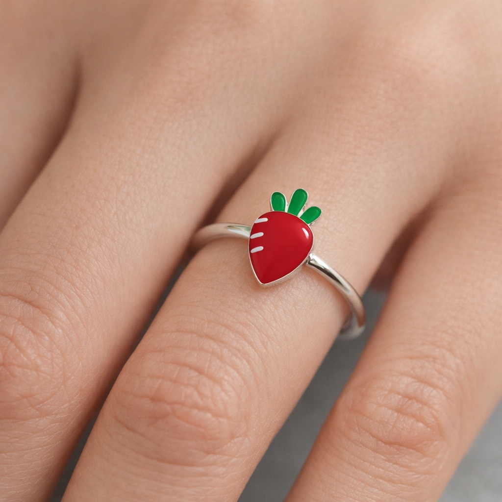 Anillo Ajustable Frutilla Esmaltada