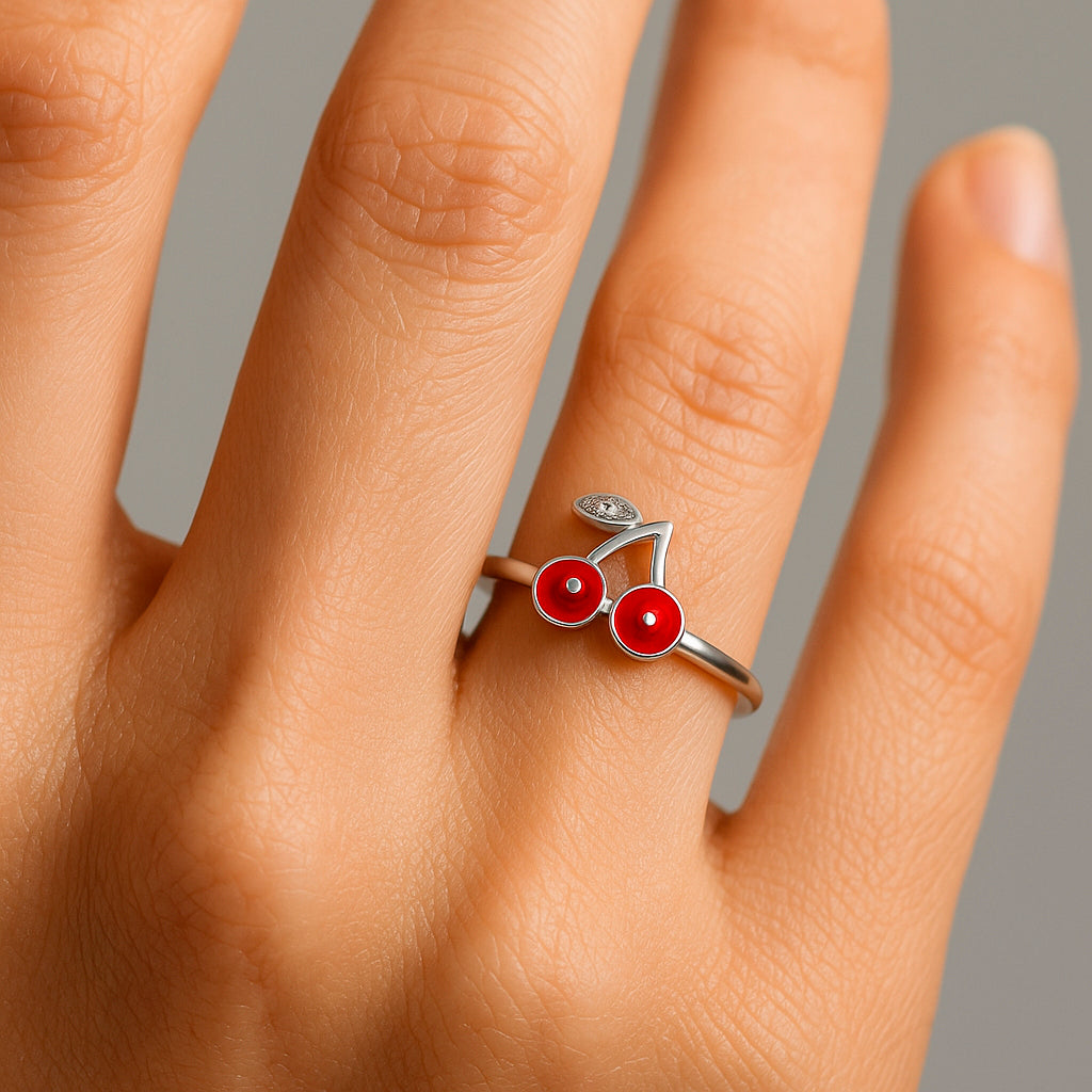 Anillo Cereza Esmaltada Circones