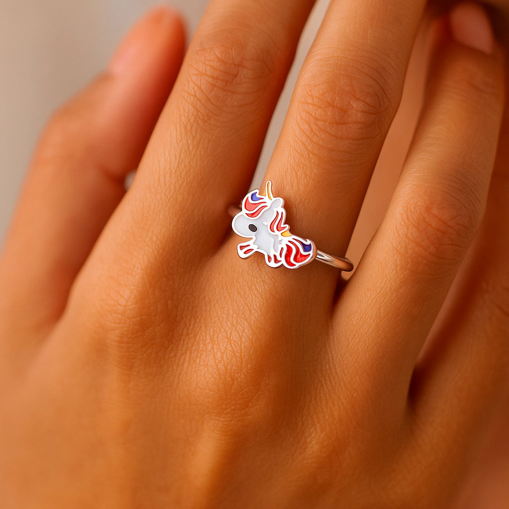 Anillo Ajustable Unicornio Esmaltado