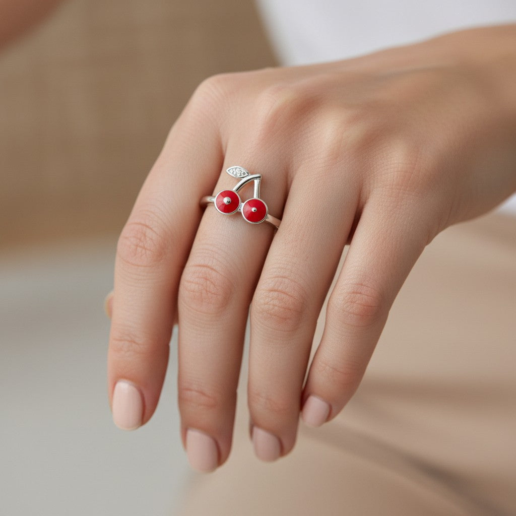 Anillo Cereza Esmaltada