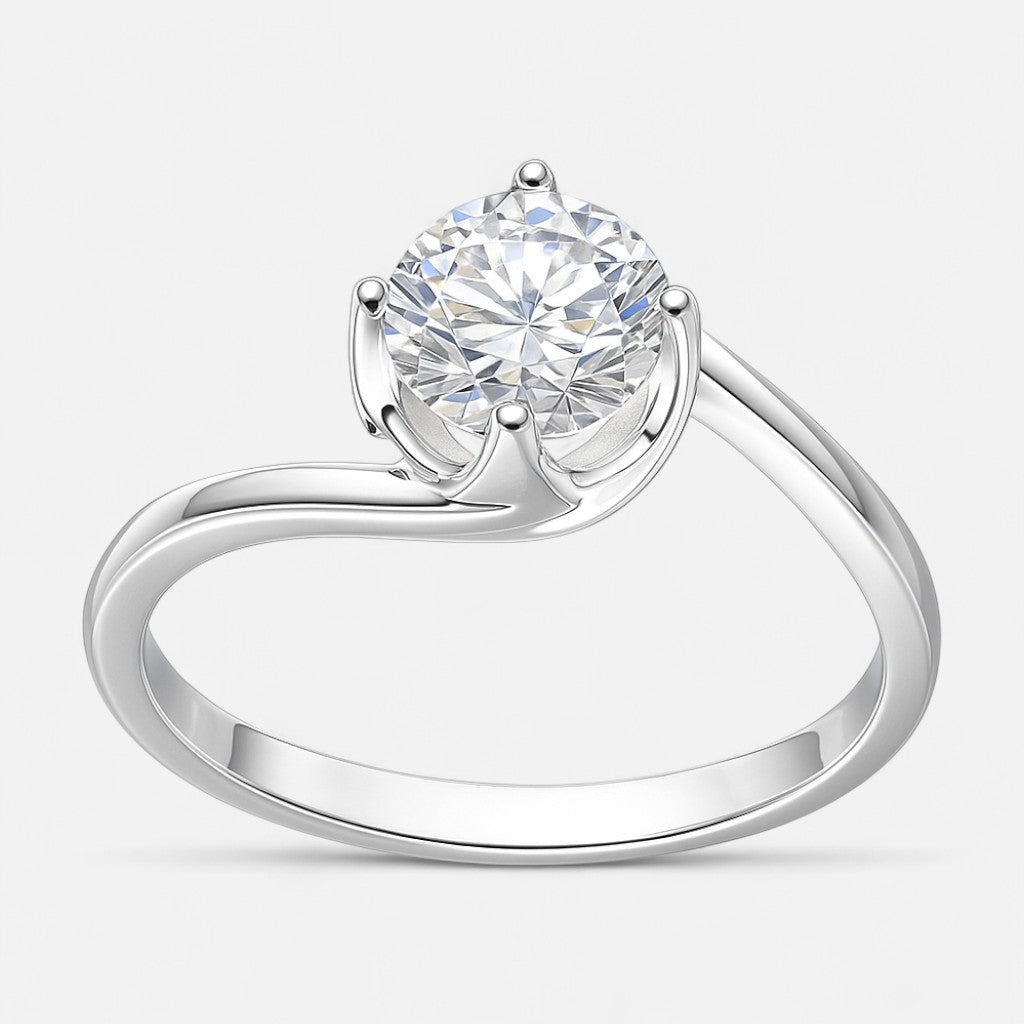 Anillo Solitario Moissanita y Circones