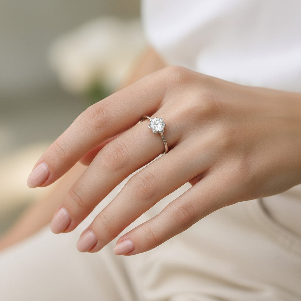 Anillo Flor Solitario Moissanita