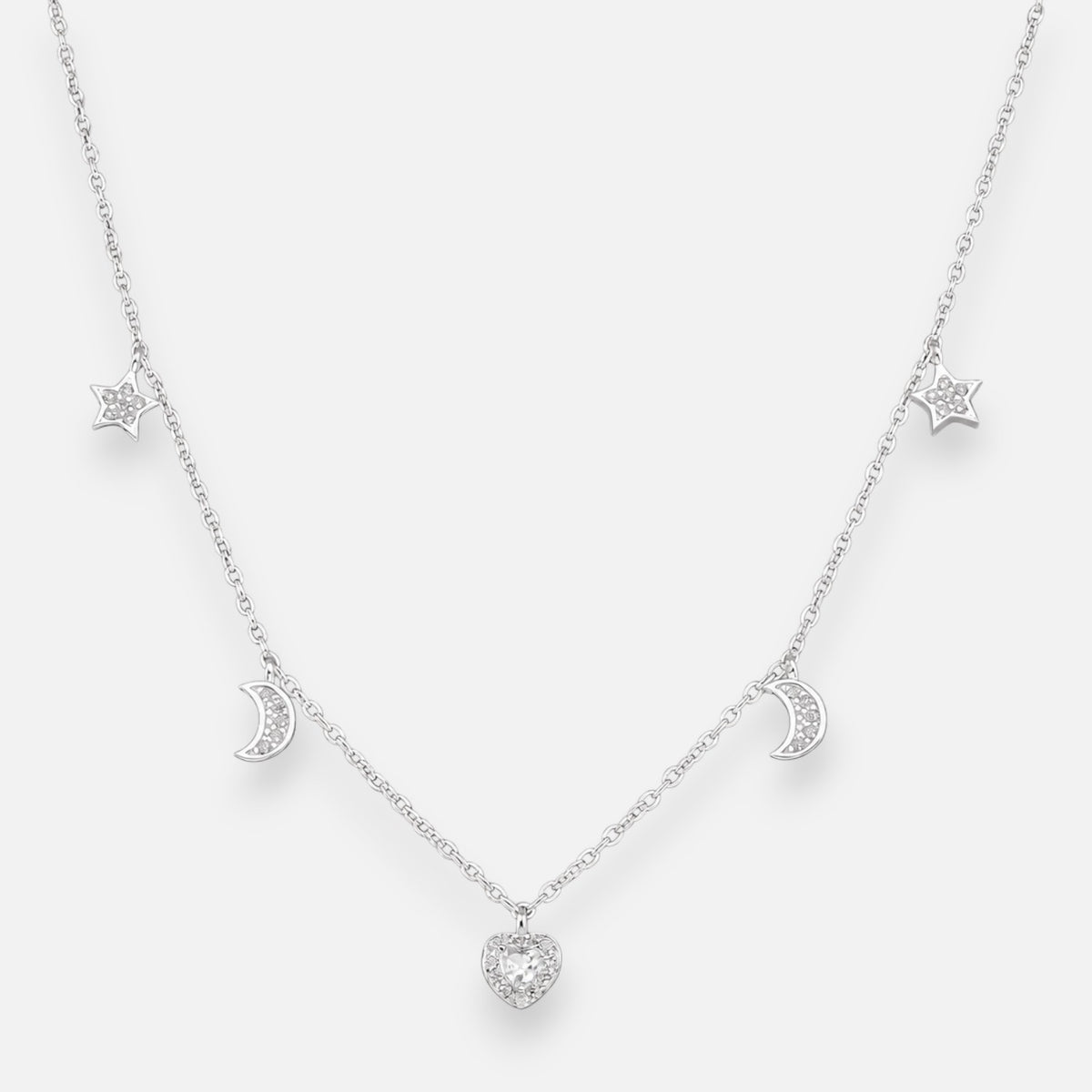 Collar Corazón Media Luna Estrellas Circones