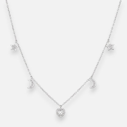 Collar Corazón Media Luna Estrellas Circones