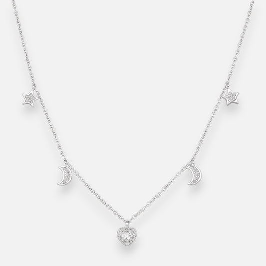 Collar Corazón Media Luna Estrellas Circones