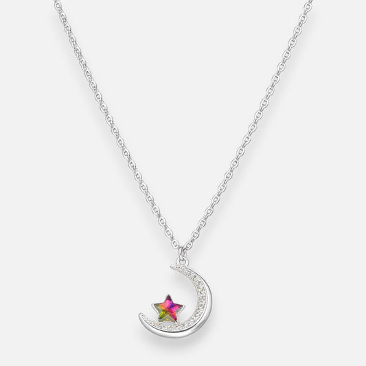 Collar Media Luna Circones Estrella Cristal Tornasol