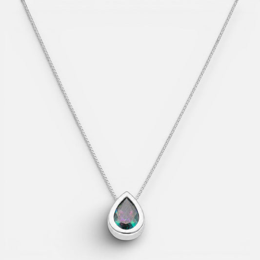 Collar Gota Circón Punto de Luz Topacio Místico 6x8 mm
