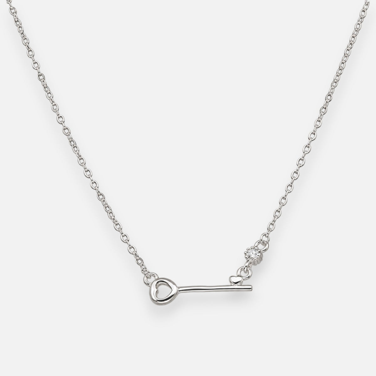 Collar Llave Corazón Circón