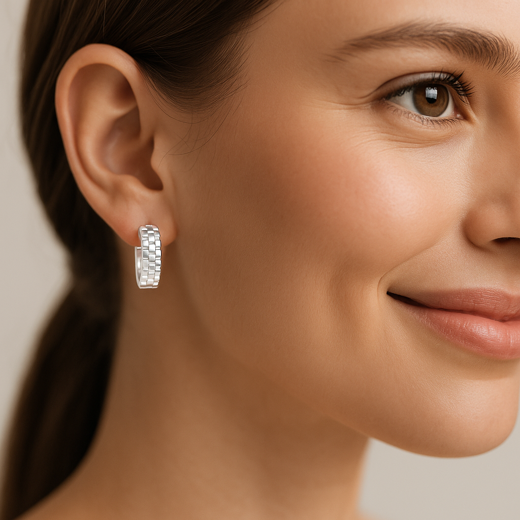 Argolla Huggie Trenzada 13 mm