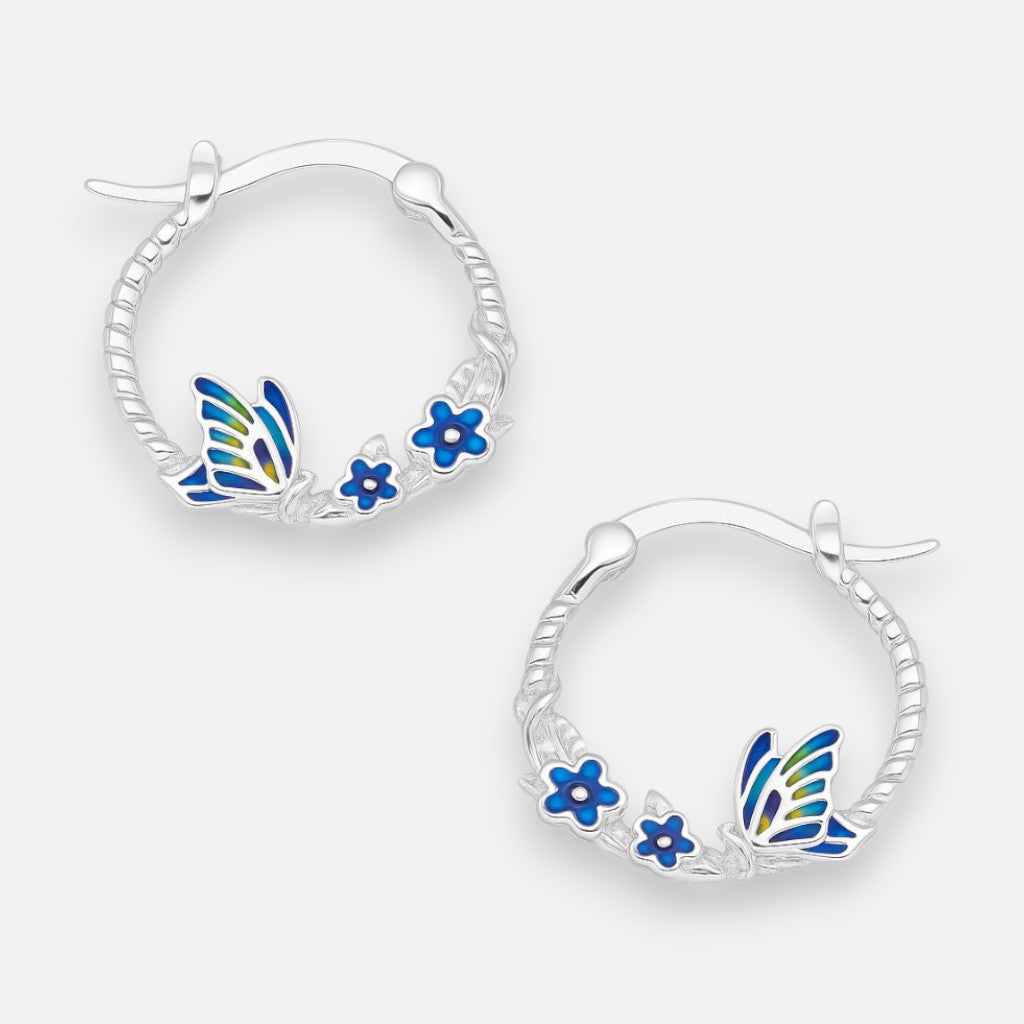 Argolla Mariposa Flores Esmaltadas 17 mm