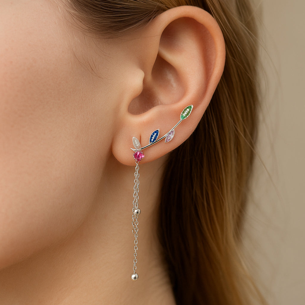 Aro Trepador Cadenas Flor Circones Multicolor Valor por Unidad