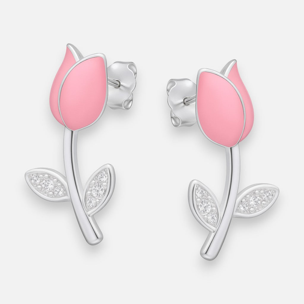 Aro Flor Tulipán Esmaltado Rosa Circones